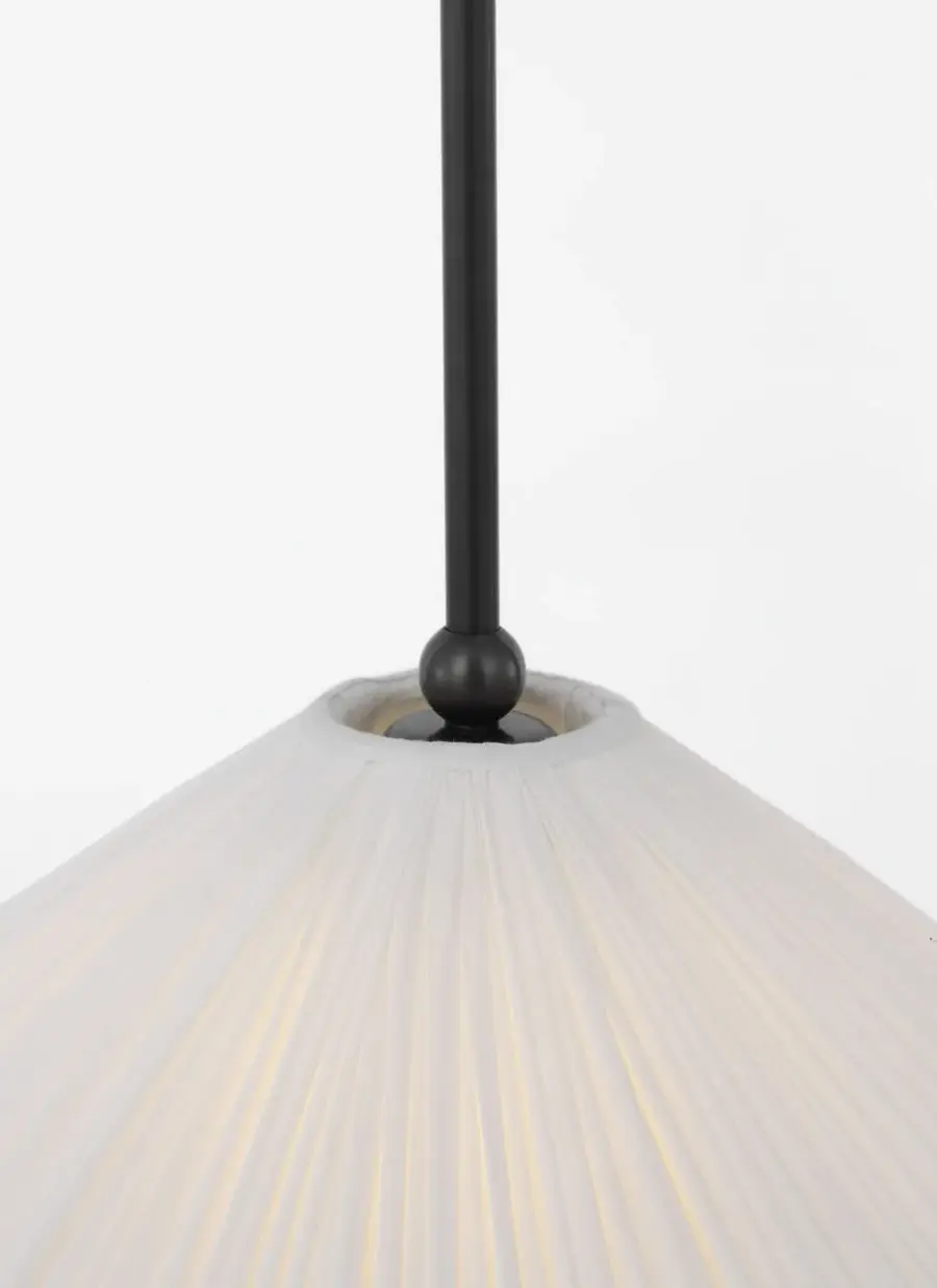 Soren 20" Pendant in Bronze with Silk Pleated Shade - Image 6