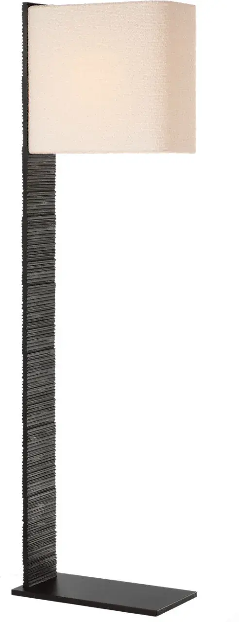 Fumar 55" Statement Floor Lamp in Ridged Carbon with Bouclé Shade - Image 1