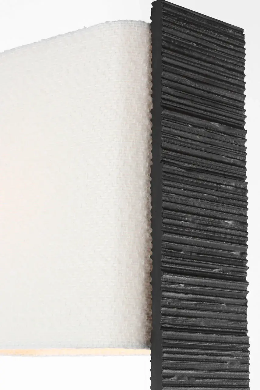 Fumar 55" Statement Floor Lamp in Ridged Carbon with Bouclé Shade - Image 2