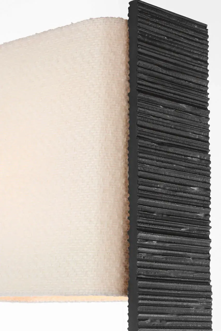 Fumar 55" Statement Floor Lamp in Ridged Carbon with Bouclé Shade - Image 7