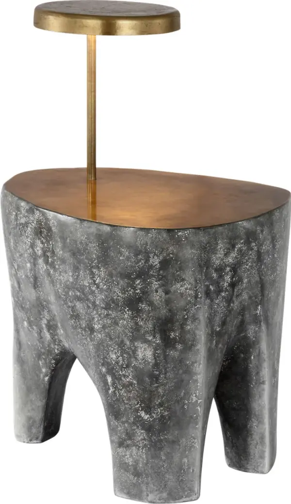 The Lega combines sculptural design with practical functionality, featuring a 36-inch reading lamp integrated with a side table surface. The Eclipse finish with Museum Brass accents creates a refined aesthetic perfect for contemporary interiors. - alternate view