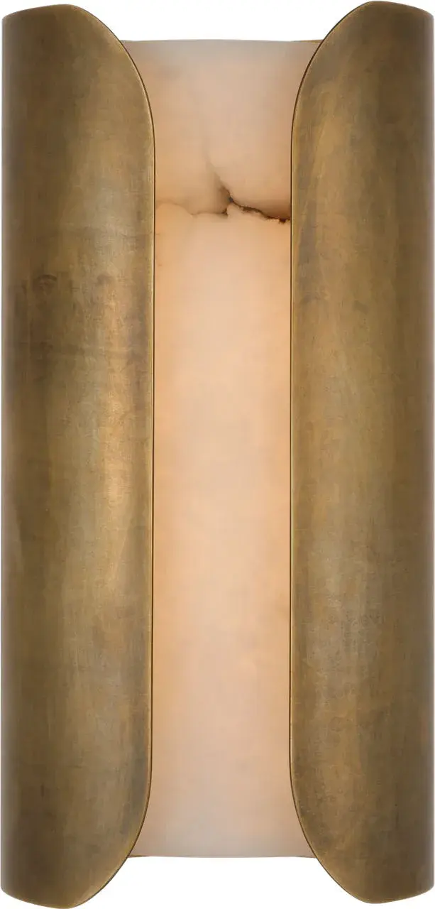 Armise 14" Sconce in Mottled Brass with Alabaster - Image 1