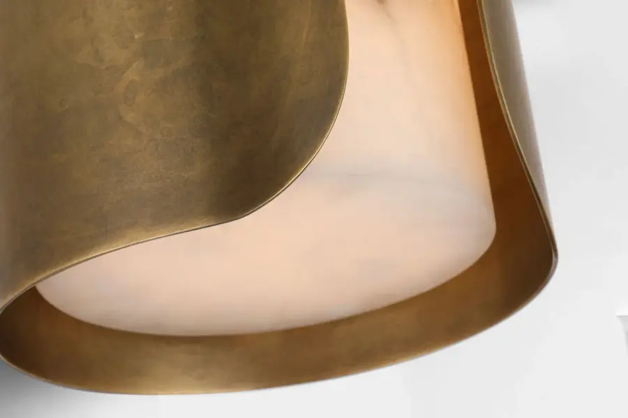 Armise 14" Sconce in Mottled Brass with Alabaster - Image 4