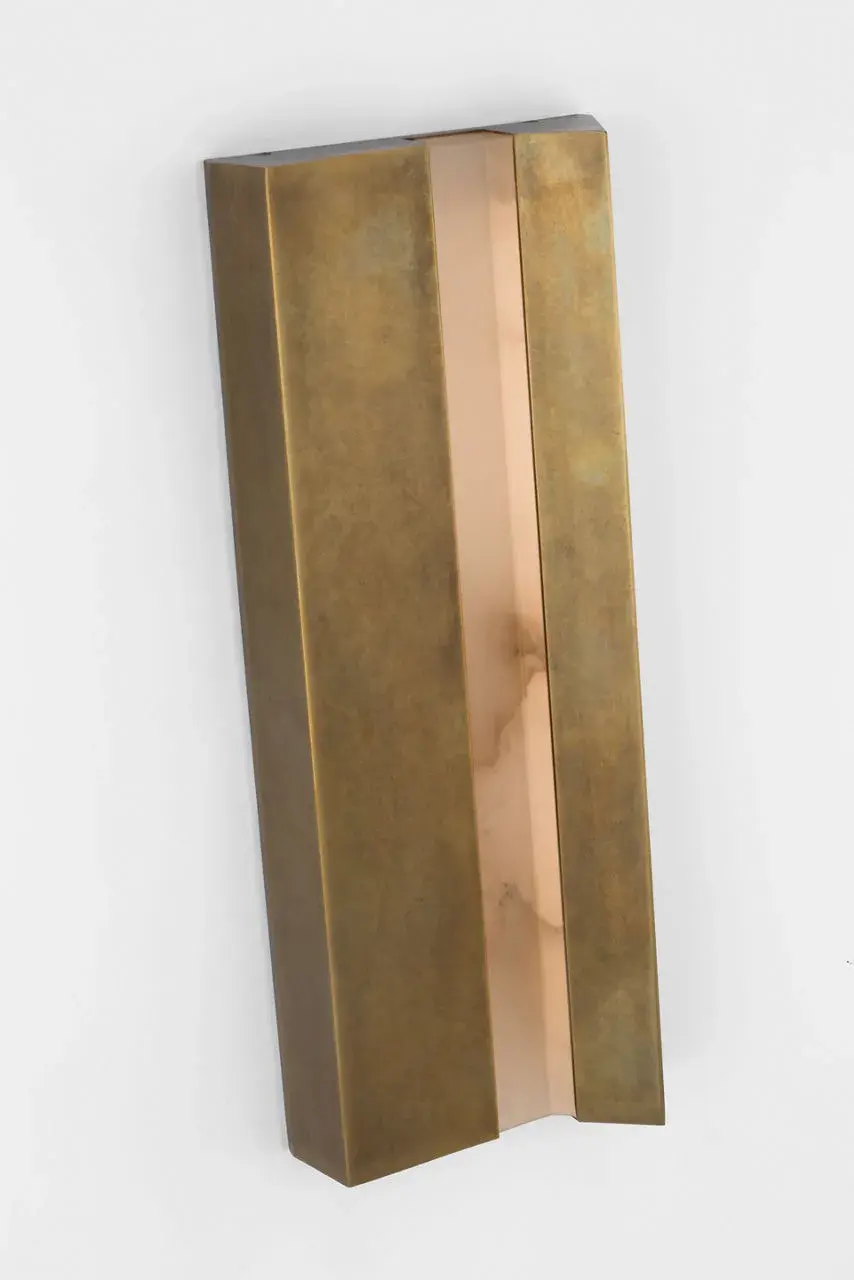 Austera 20" Sconce in Mottled Brass with Alabaster - Image 2