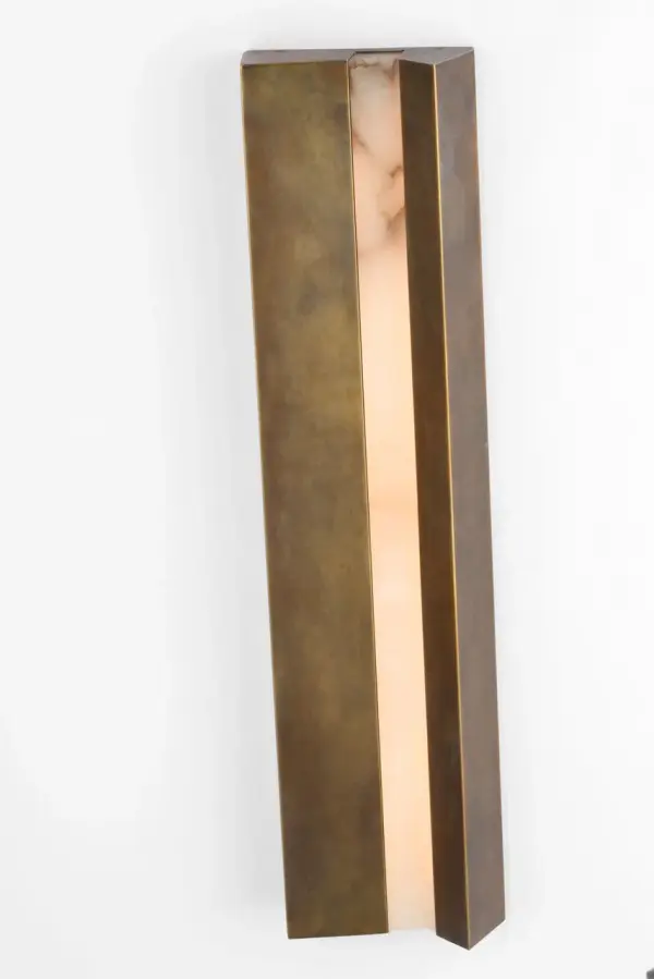 Austera 32" Sconce in Mottled Brass with Alabaster - Image 4