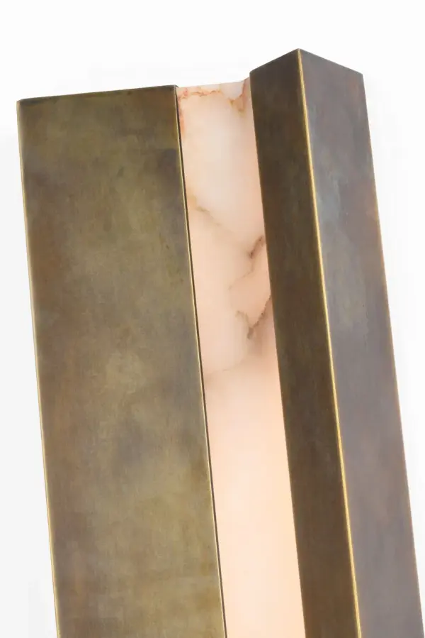 Austera 32" Sconce in Mottled Brass with Alabaster - Image 5