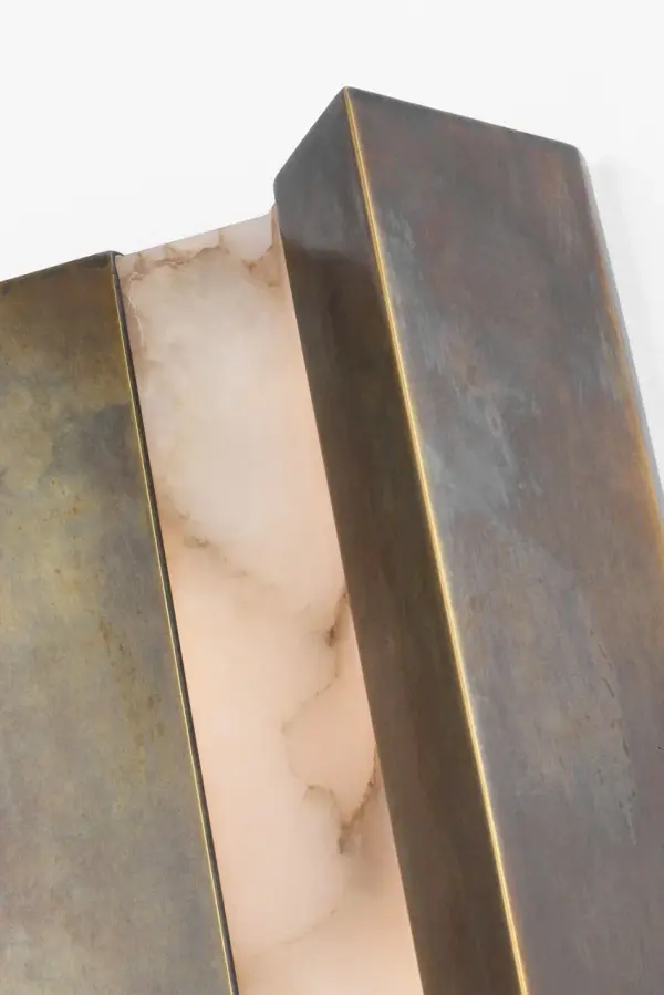 Austera 32" Sconce in Mottled Brass with Alabaster - Image 6