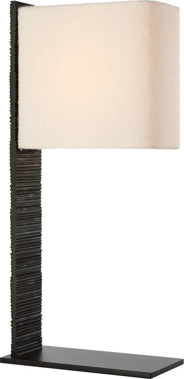 Fumar 34" Statement Table Lamp in Ridged Carbon with Bouclé Shade - Image 1