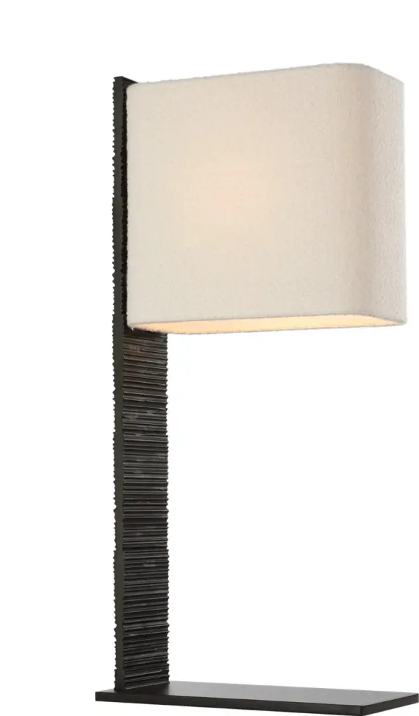 Fumar 34" Statement Table Lamp in Ridged Carbon with Bouclé Shade - Image 3