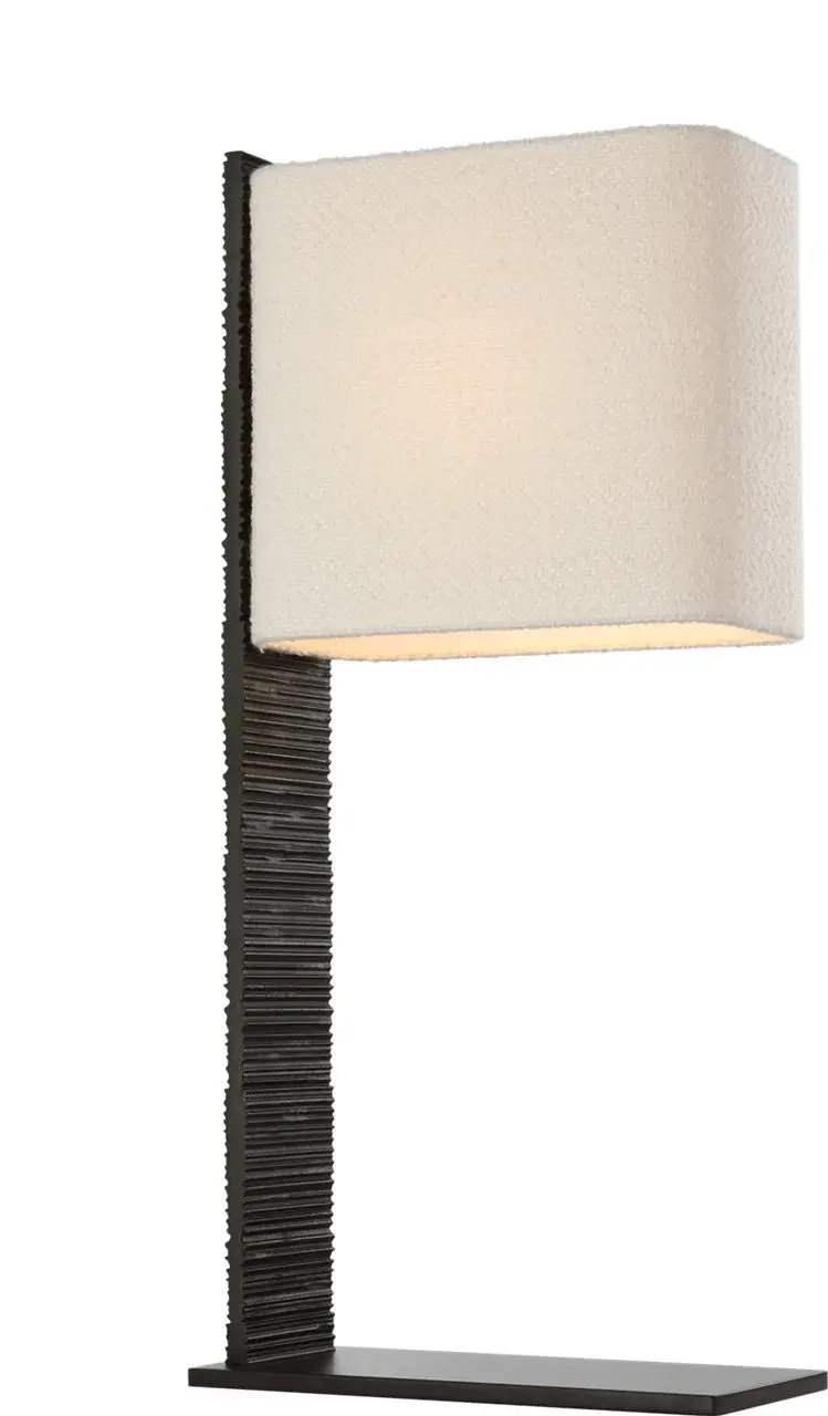 Fumar 34" Statement Table Lamp in Ridged Carbon with Bouclé Shade - Image 3