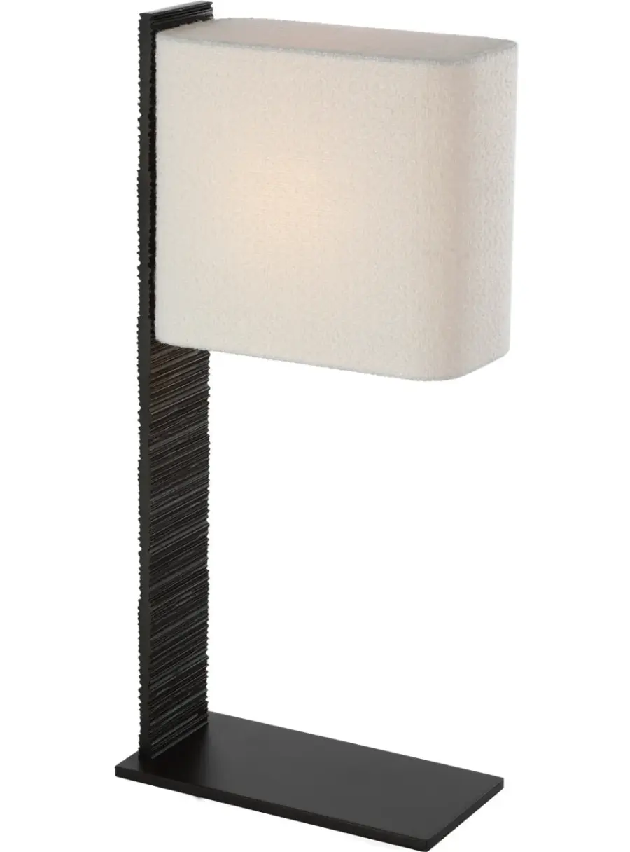 Fumar 34" Statement Table Lamp in Ridged Carbon with Bouclé Shade - Image 4