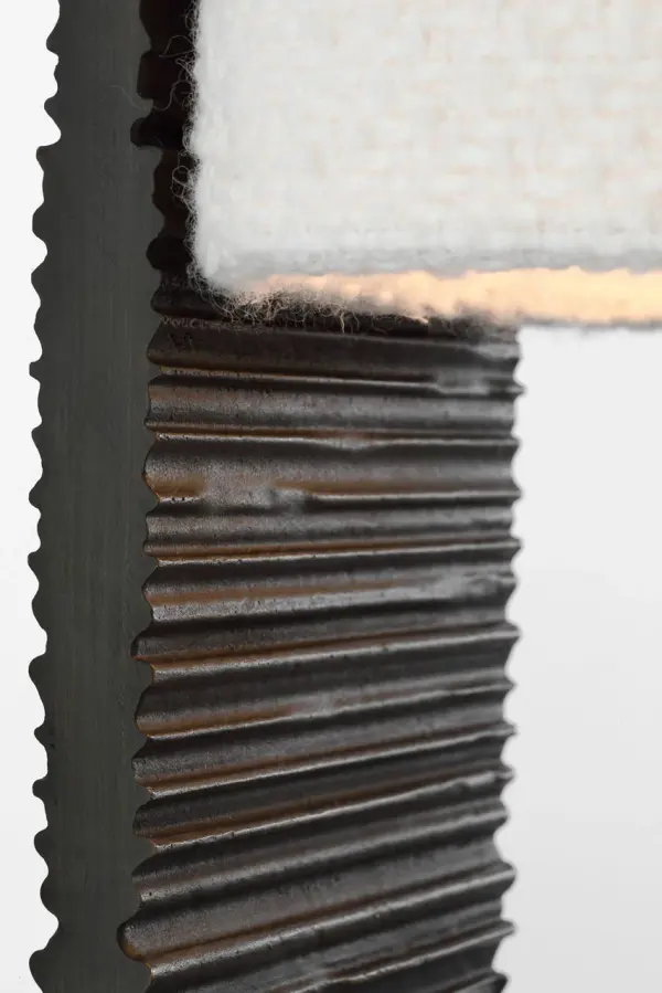 Fumar 34" Statement Table Lamp in Ridged Carbon with Bouclé Shade - Image 9