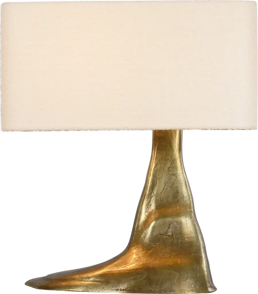 Terra-Forma 23" Right Table Lamp in Museum Brass with Boucle Shade - Image 2