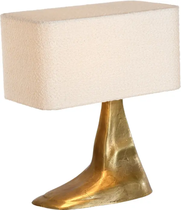 Terra-Forma 23" Right Table Lamp in Museum Brass with Boucle Shade - Image 3