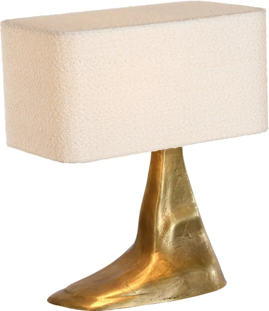 Terra-Forma 23" Right Table Lamp in Museum Brass with Boucle Shade - Image 3