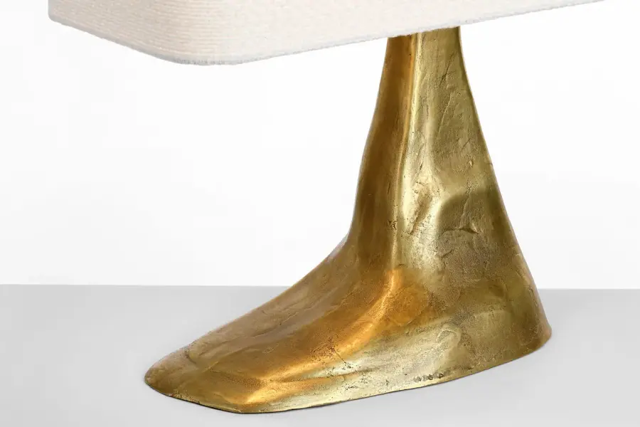 Terra-Forma 23" Right Table Lamp in Museum Brass with Boucle Shade - Image 5