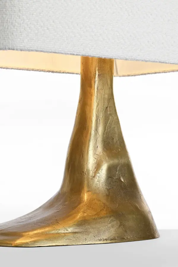 Terra-Forma 23" Right Table Lamp in Museum Brass with Boucle Shade - Image 7