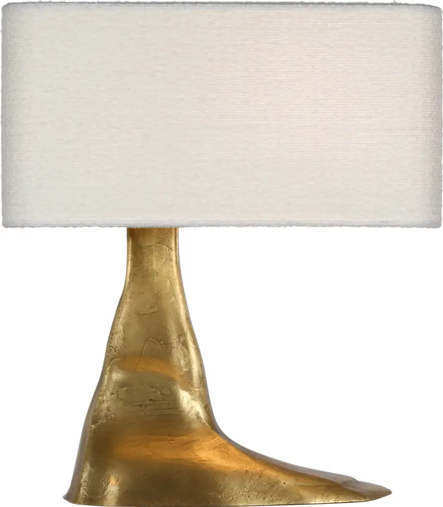 Terra-Forma 23" Left Table Lamp in Museum Brass with Boucle Shade - Image 1