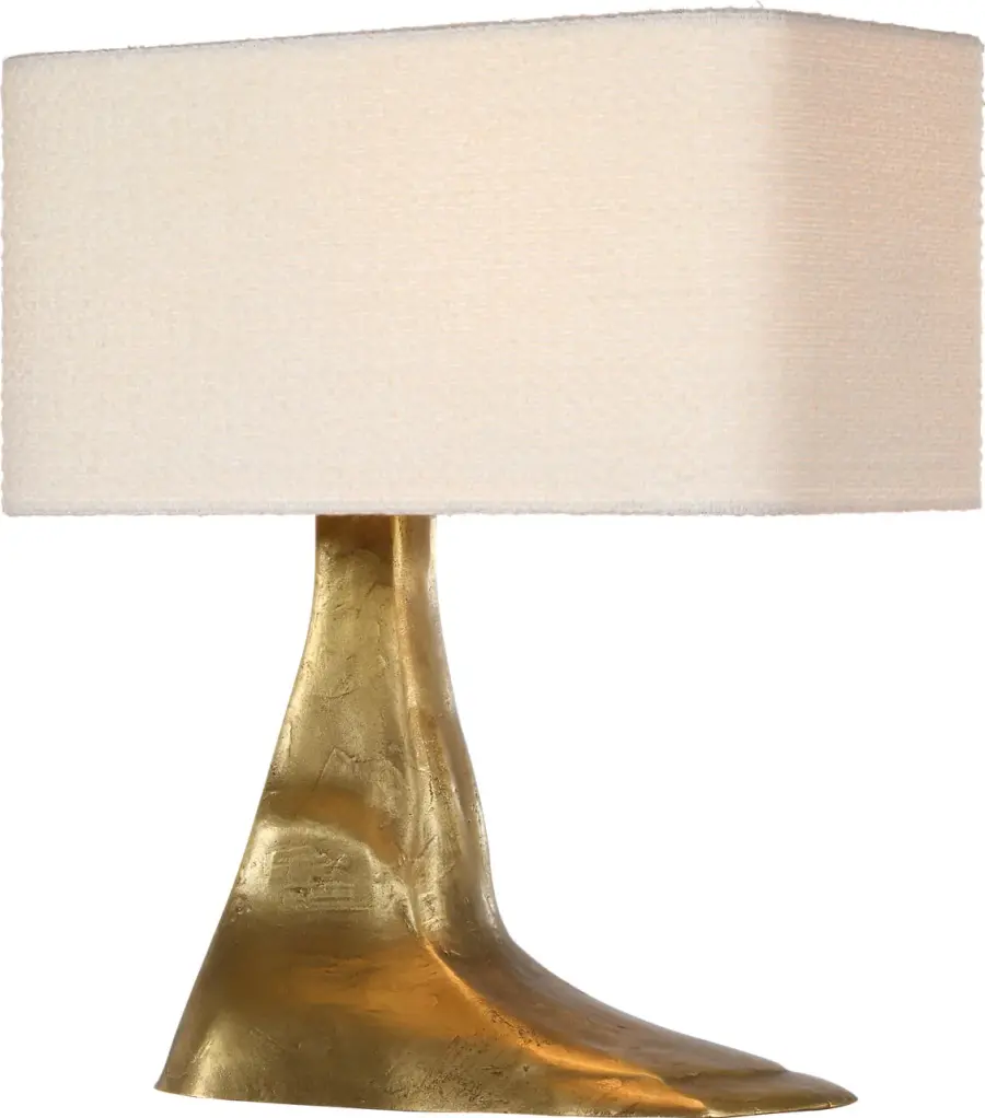 Terra-Forma 23" Left Table Lamp in Museum Brass with Boucle Shade - Image 2