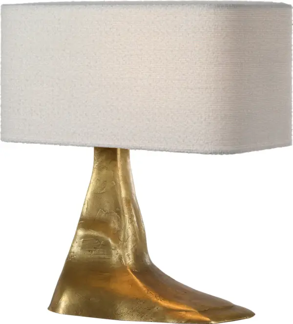 Terra-Forma 23" Left Table Lamp in Museum Brass with Boucle Shade - Image 3