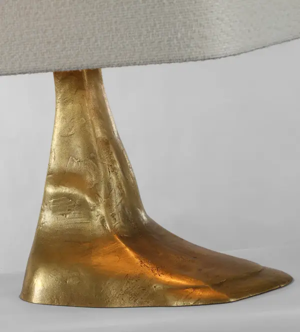 Terra-Forma 23" Left Table Lamp in Museum Brass with Boucle Shade - Image 5