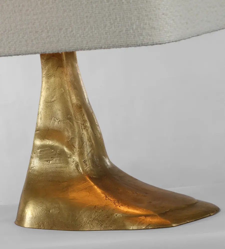 Terra-Forma 23" Left Table Lamp in Museum Brass with Boucle Shade - Image 5