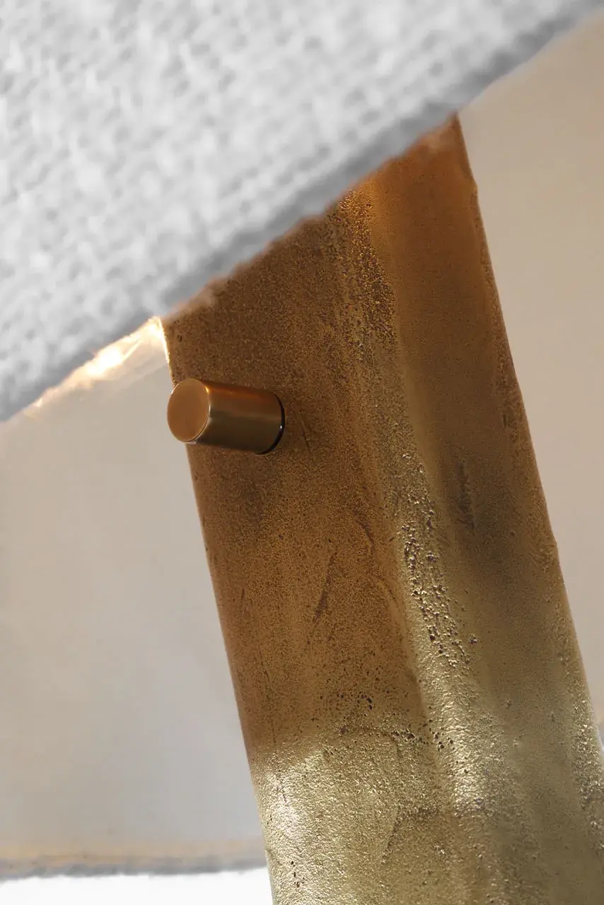 Terra-Forma 23" Left Table Lamp in Museum Brass with Boucle Shade - Image 6
