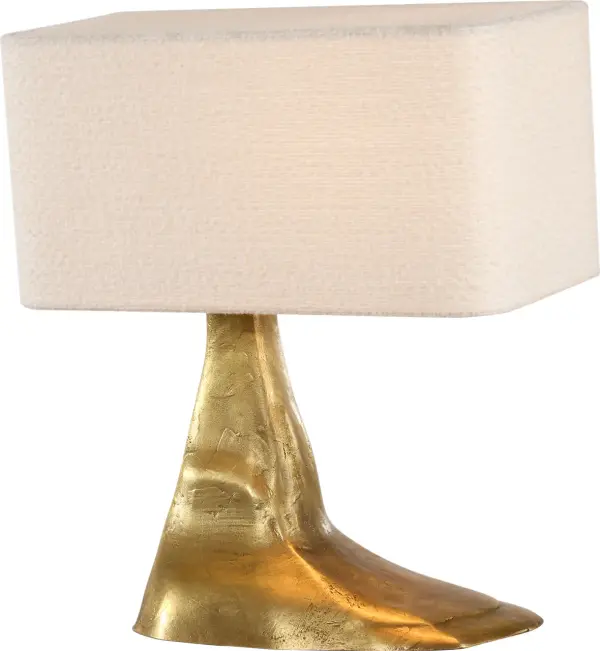 Terra-Forma 23" Left Table Lamp in Museum Brass with Boucle Shade - Image 8
