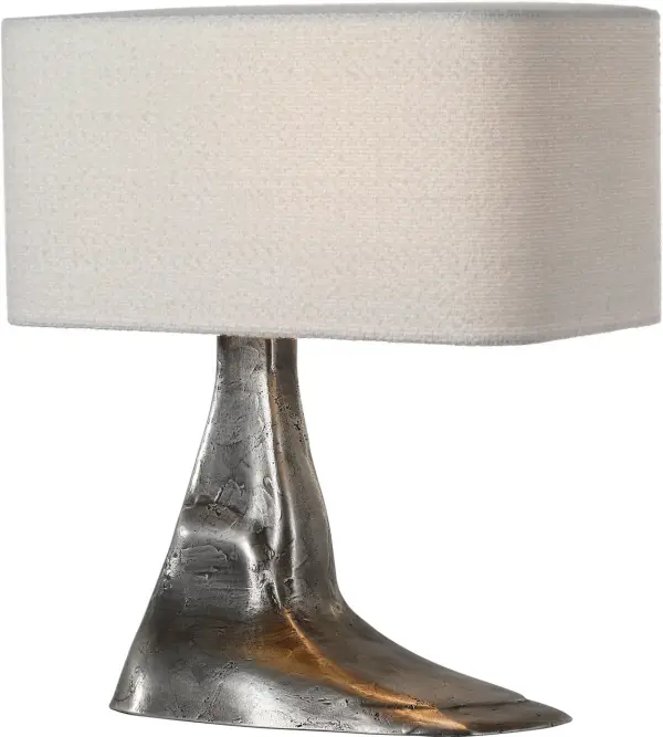 Terra-Forma 23" Left Table Lamp in Museum Pewter with Boucle Shade - Image 3