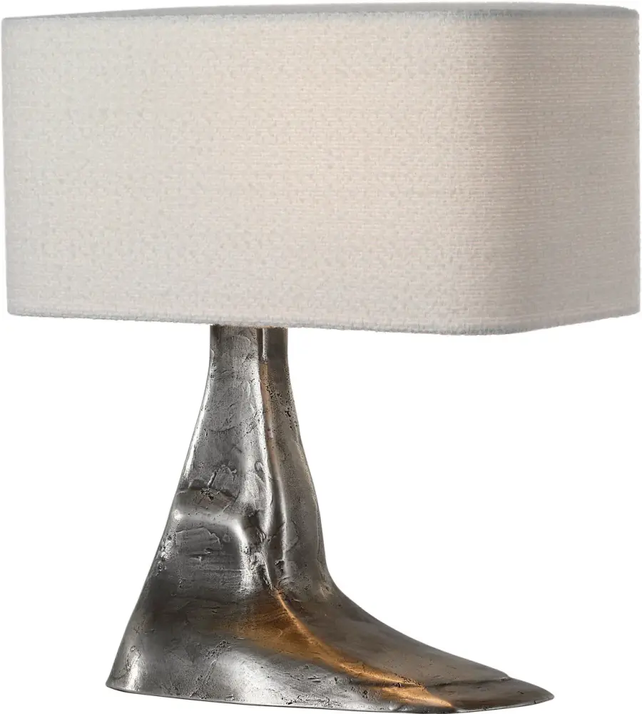 Terra-Forma 23" Left Table Lamp in Museum Pewter with Boucle Shade - Image 3
