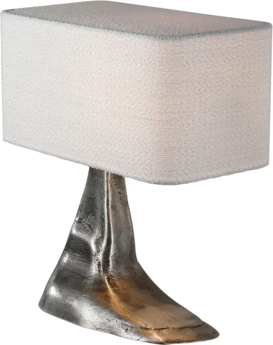 Terra-Forma 23" Left Table Lamp in Museum Pewter with Boucle Shade - Image 4