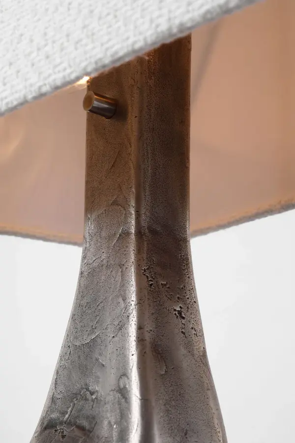 Terra-Forma 23" Left Table Lamp in Museum Pewter with Boucle Shade - Image 6