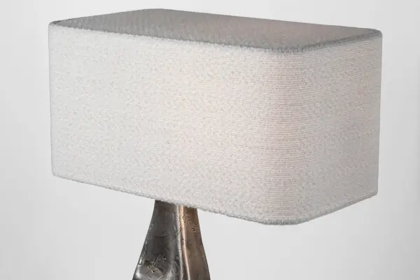 Terra-Forma 23" Left Table Lamp in Museum Pewter with Boucle Shade - Image 8