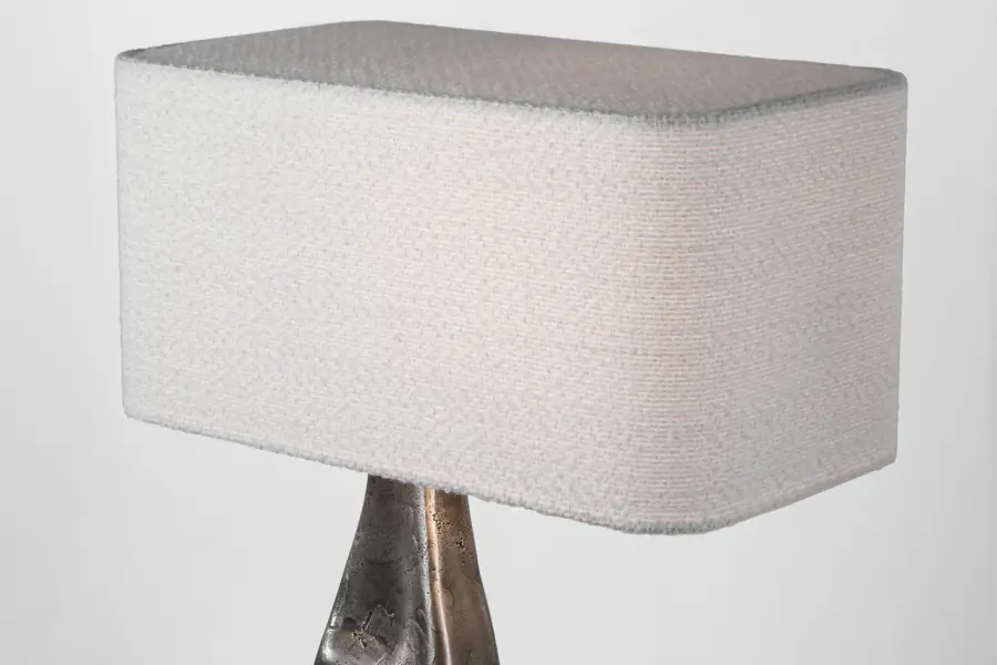 Terra-Forma 23" Left Table Lamp in Museum Pewter with Boucle Shade - Image 8