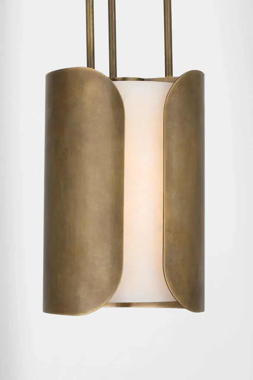 Armise 8" Pendant in Mottled Brass with Alabaster - Image 8