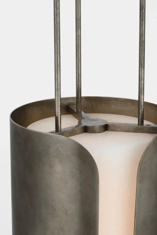 Armise 11" Pendant in Mottled Pewter with Alabaster - Image 4