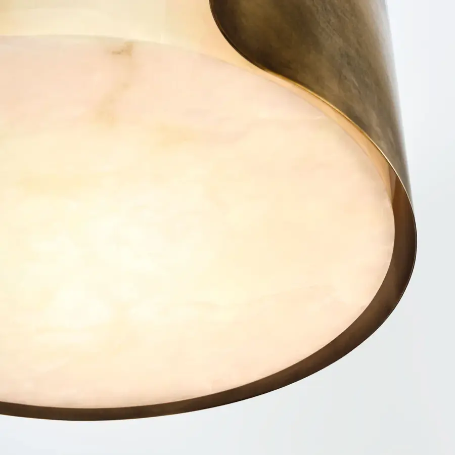 Armise 28" Drum Chandelier in Mottled Brass with Alabaster - Image 12