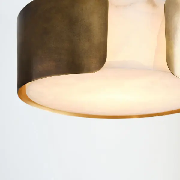 Armise 28" Drum Chandelier in Mottled Brass with Alabaster - Image 13
