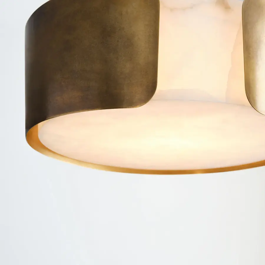 Armise 28" Drum Chandelier in Mottled Brass with Alabaster - Image 13