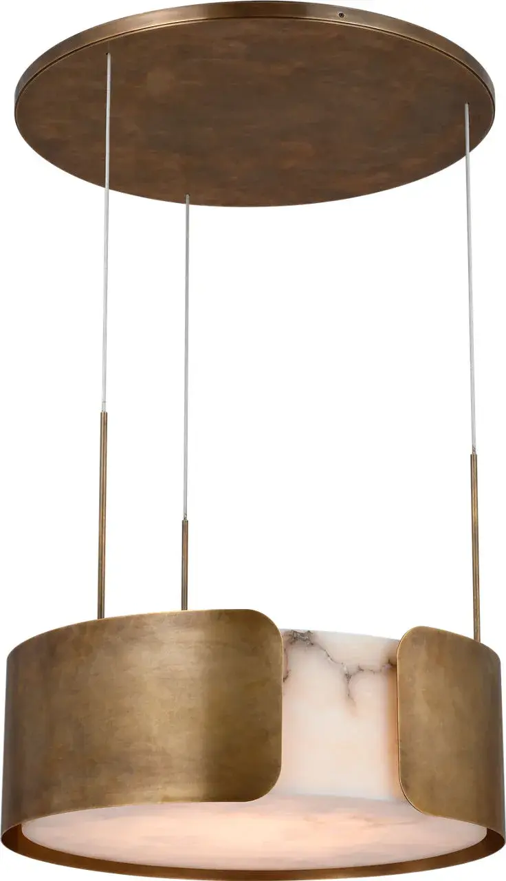 Armise 28" Drum Chandelier in Mottled Brass with Alabaster - Image 3