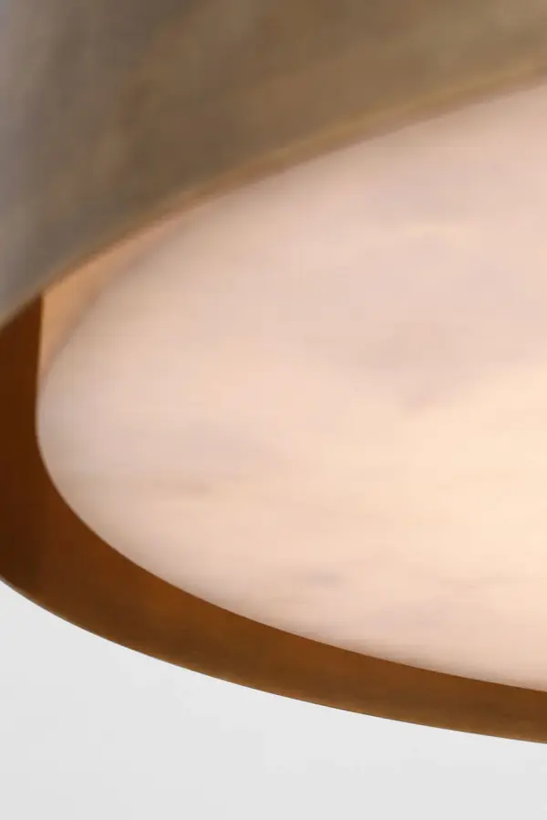 Armise 28" Drum Chandelier in Mottled Brass with Alabaster - Image 6