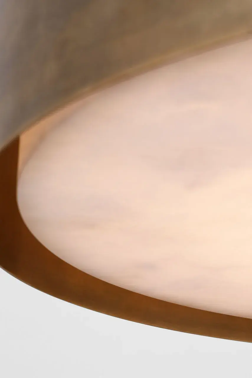 Armise 28" Drum Chandelier in Mottled Brass with Alabaster - Image 6