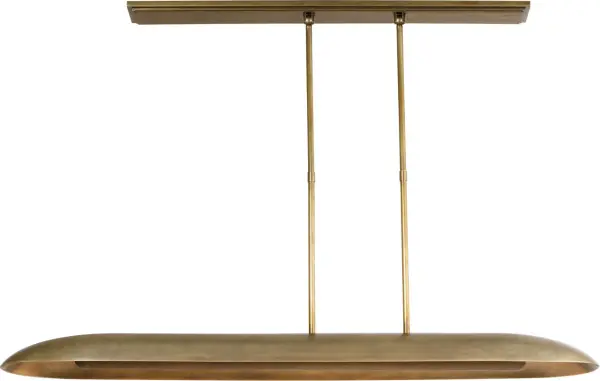 The Remi 60" Linear Pendant combines mottled brass metalwork with warm walnut accents to create a sophisticated focal point. Its substantial 5-foot length makes it perfect for large dining tables and kitchen islands. - alternate view