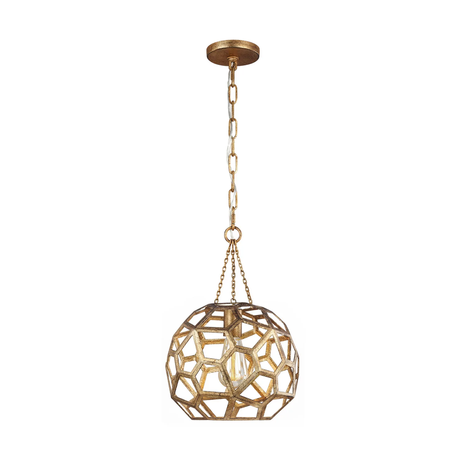 Alexa Hampton Feccetta One Light Pendant in Antique Gild