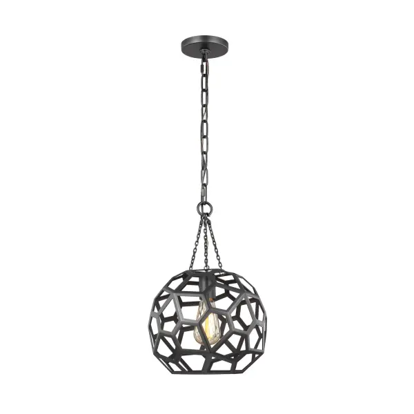 The Feccetta pendant combines Mid-Century Modern charm with contemporary versatility. Its unique hexagonal cut-out frame creates beautiful light patterns while the midnight black finish adds sophistication to any space.