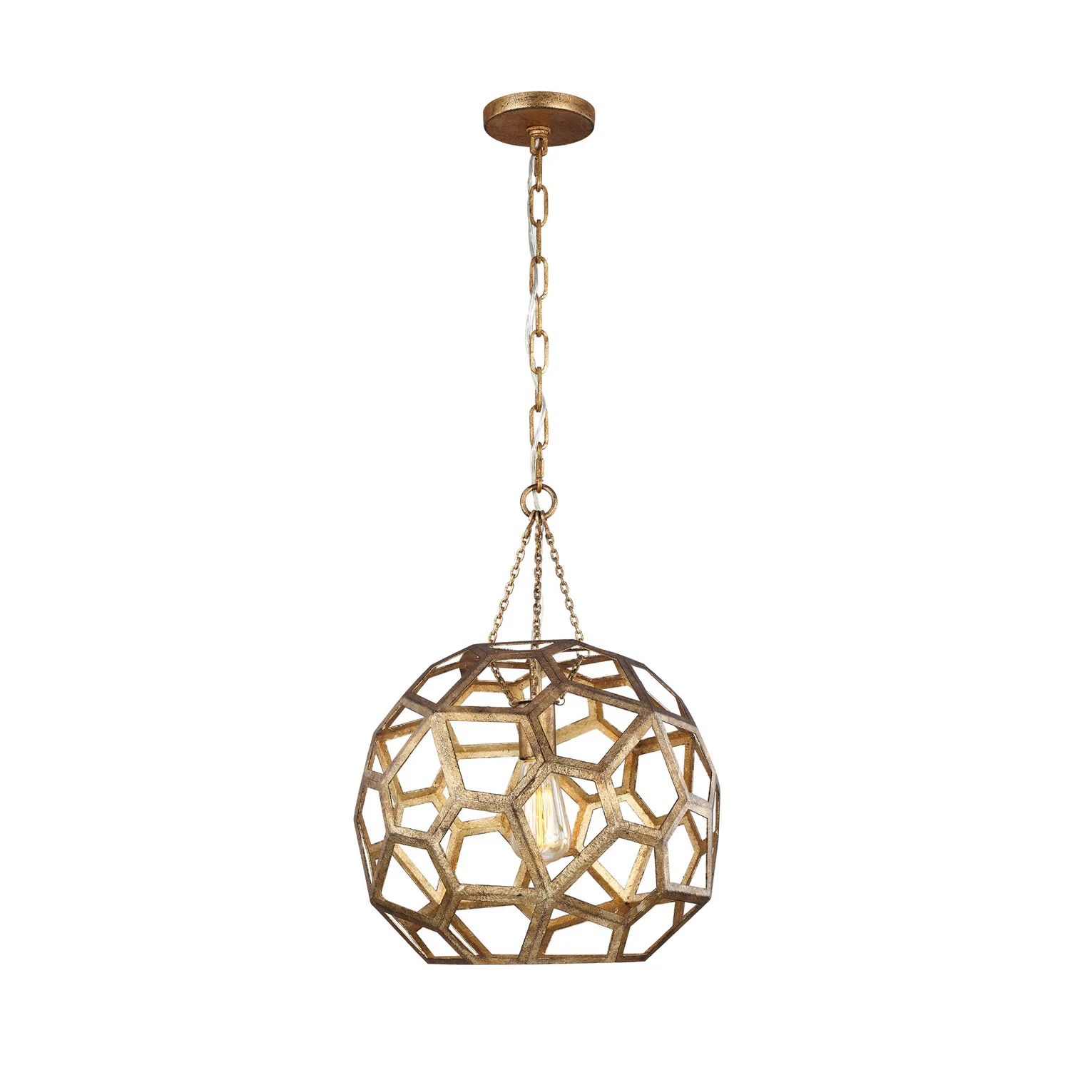 Alexa Hampton Feccetta One Light Pendant in Antique Gild