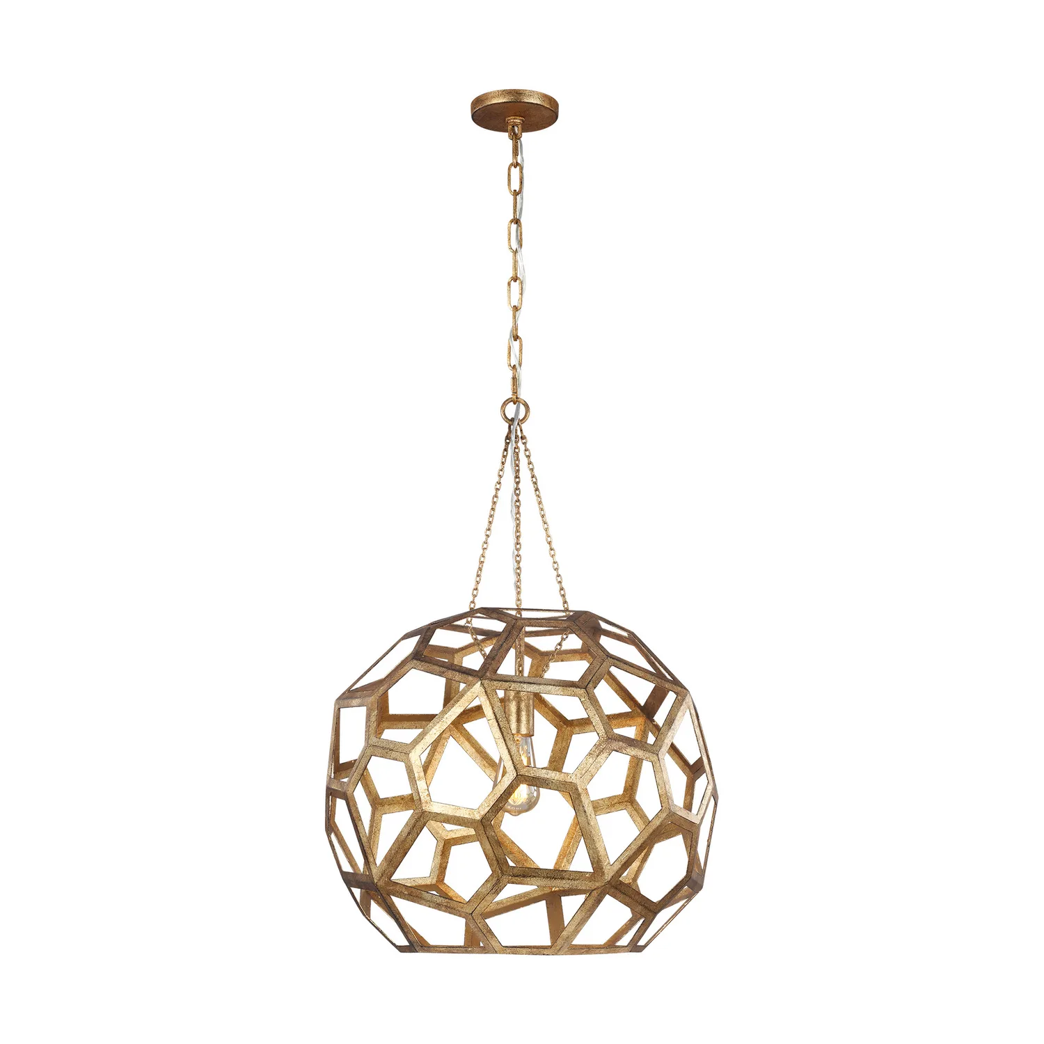 Alexa Hampton Feccetta One Light Pendant in Antique Gild