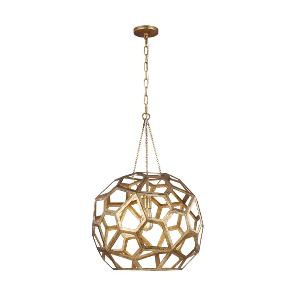 Alexa Hampton Feccetta One Light Pendant in Antique Gild