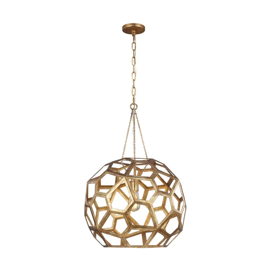 Alexa Hampton Feccetta One Light Pendant in Antique Gild