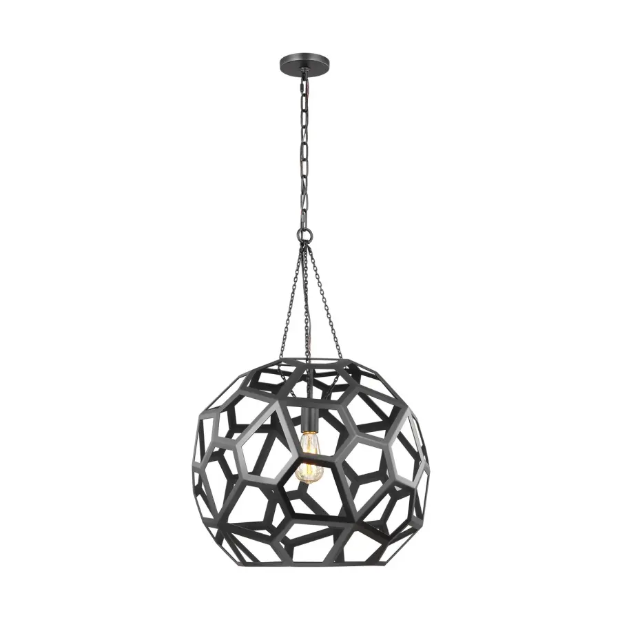 Alexa Hampton Feccetta One Light Pendant in Midnight Black